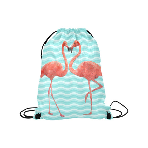 flamingo love Medium Drawstring Bag Model 1604 (Twin Sides) 13.8"(W) * 18.1"(H)