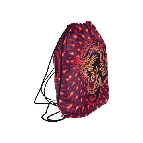 Roaring TIGER TATTOO Red Black EXPLOSION Large Drawstring Bag Model 1604 (Twin Sides)  16.5"(W) * 19.3"(H)