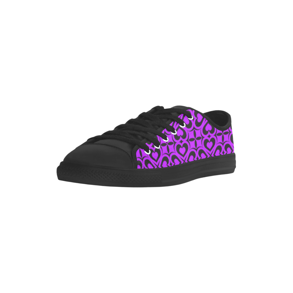 Purple Black Heart Lattice Aquila Microfiber Leather Women's Shoes (Model 031)
