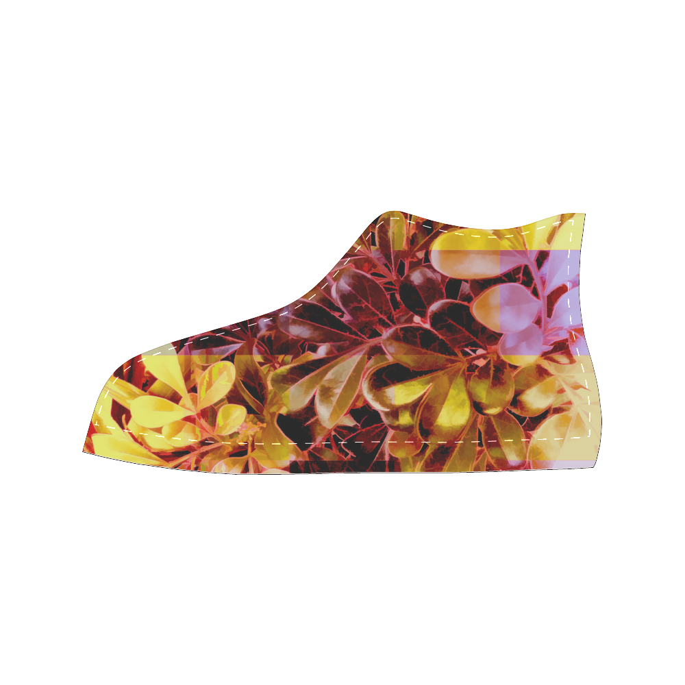 Foliage Patchwork #11 - Jera Nour High Top Canvas Women's Shoes/Large Size (Model 017)
