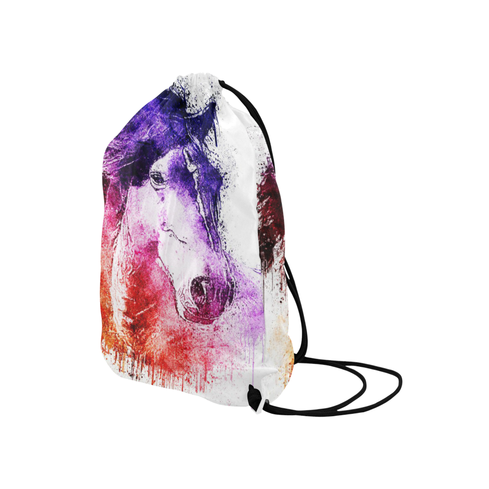 watercolor horse Medium Drawstring Bag Model 1604 (Twin Sides) 13.8"(W) * 18.1"(H)