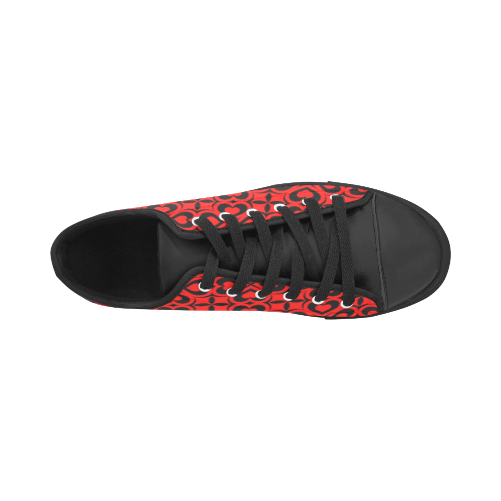 Red Black Heart Lattice Aquila Microfiber Leather Women's Shoes (Model 031)