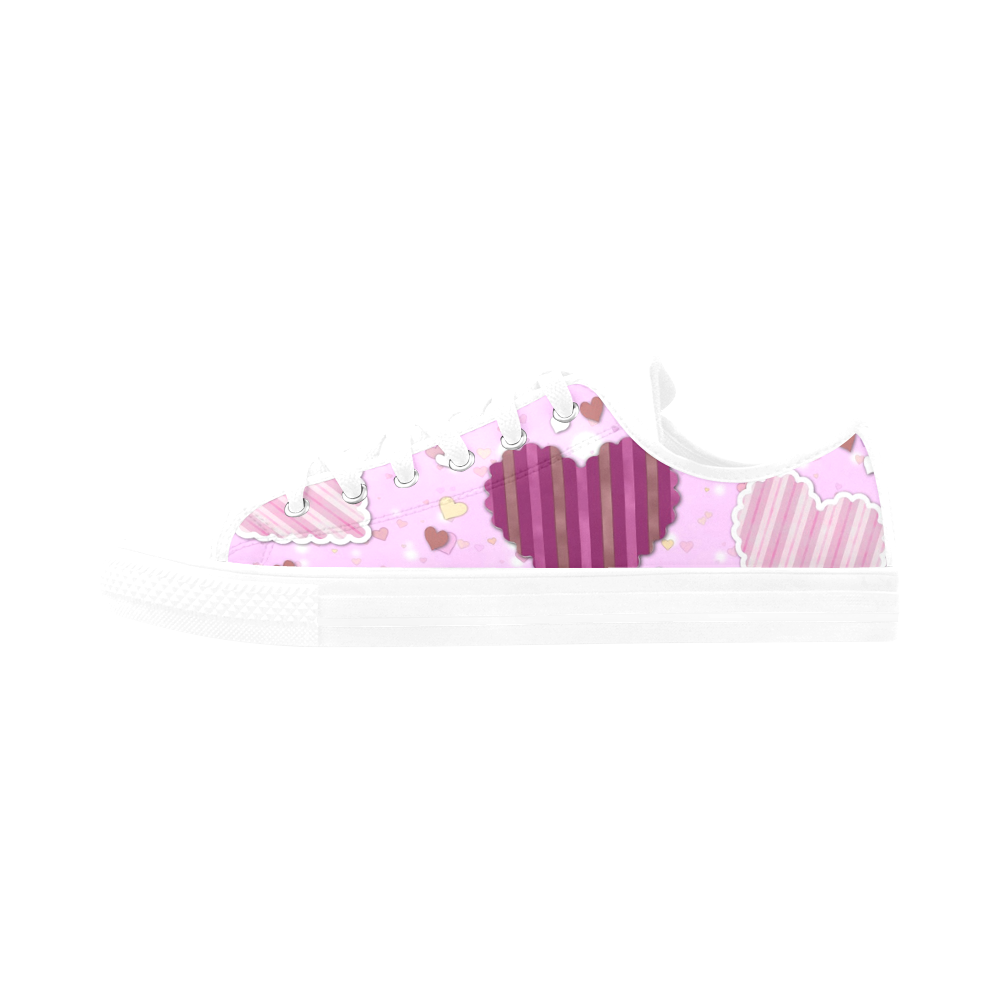 Pink Patchwork Hearts Aquila Microfiber Leather Women's Shoes/Large Size (Model 031)