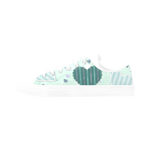 Mint Green Patchwork Hearts Aquila Microfiber Leather Women's Shoes/Large Size (Model 031)