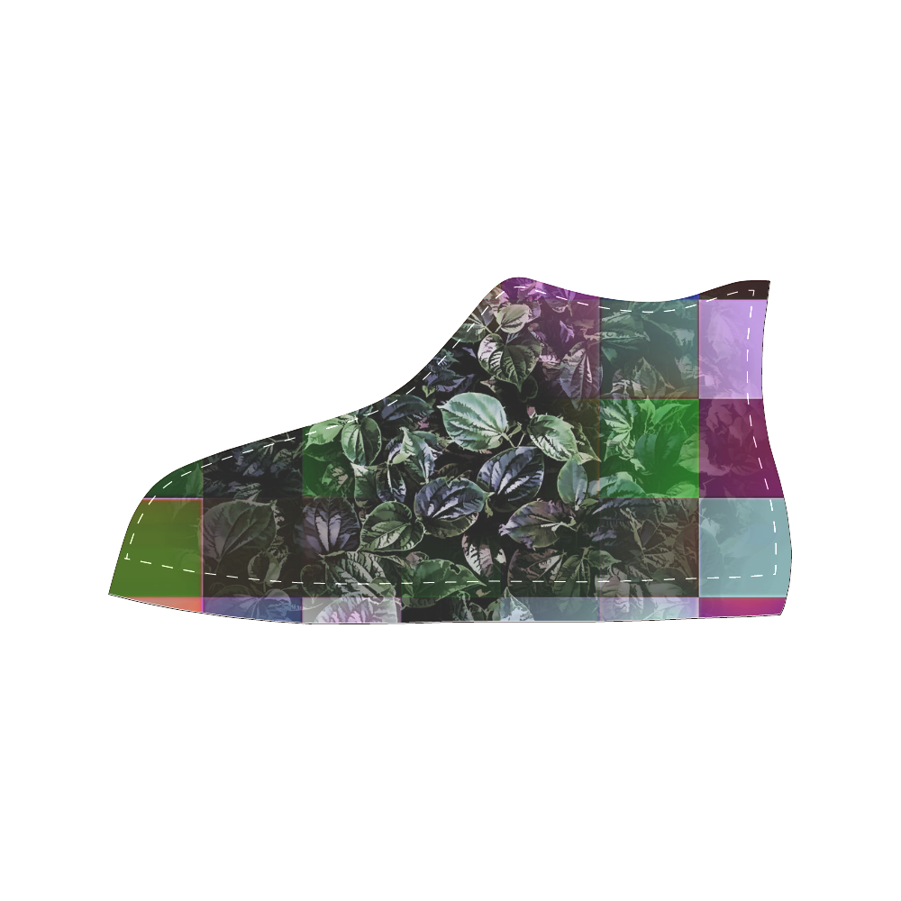 Foliage Patchwork #13 - Jera Nour High Top Canvas Women's Shoes/Large Size (Model 017)