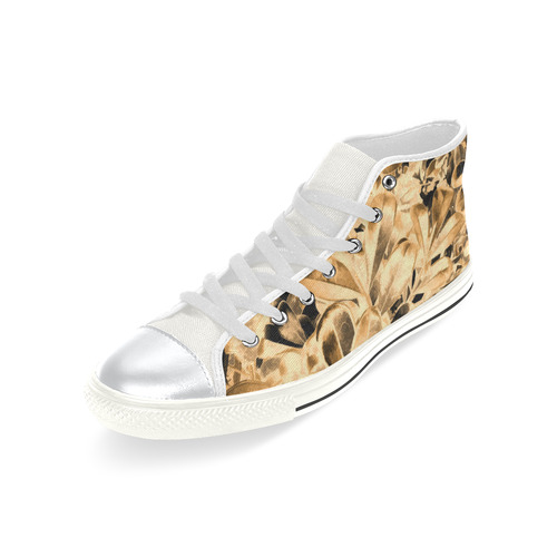 Foliage #2 Gold - Jera Nour High Top Canvas Women's Shoes/Large Size (Model 017)