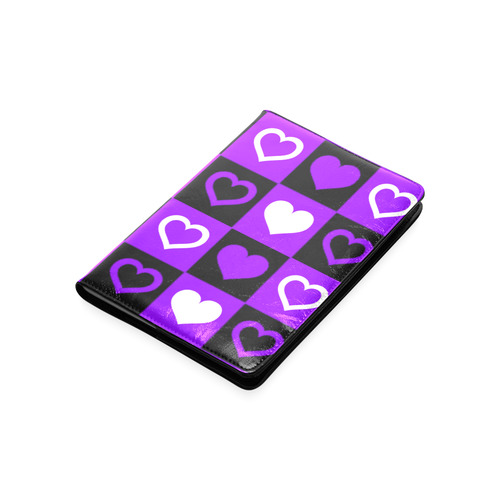 Purple White Black Heart Squares Custom NoteBook A5