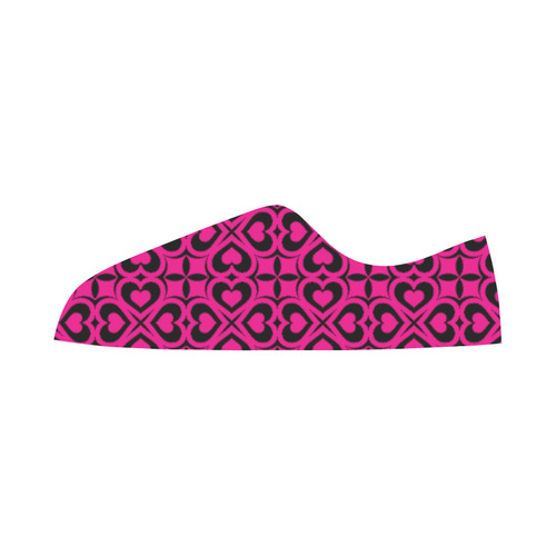 Pink Black Heart Lattice Women's Canvas Zipper Shoes/Large Size (Model 001)