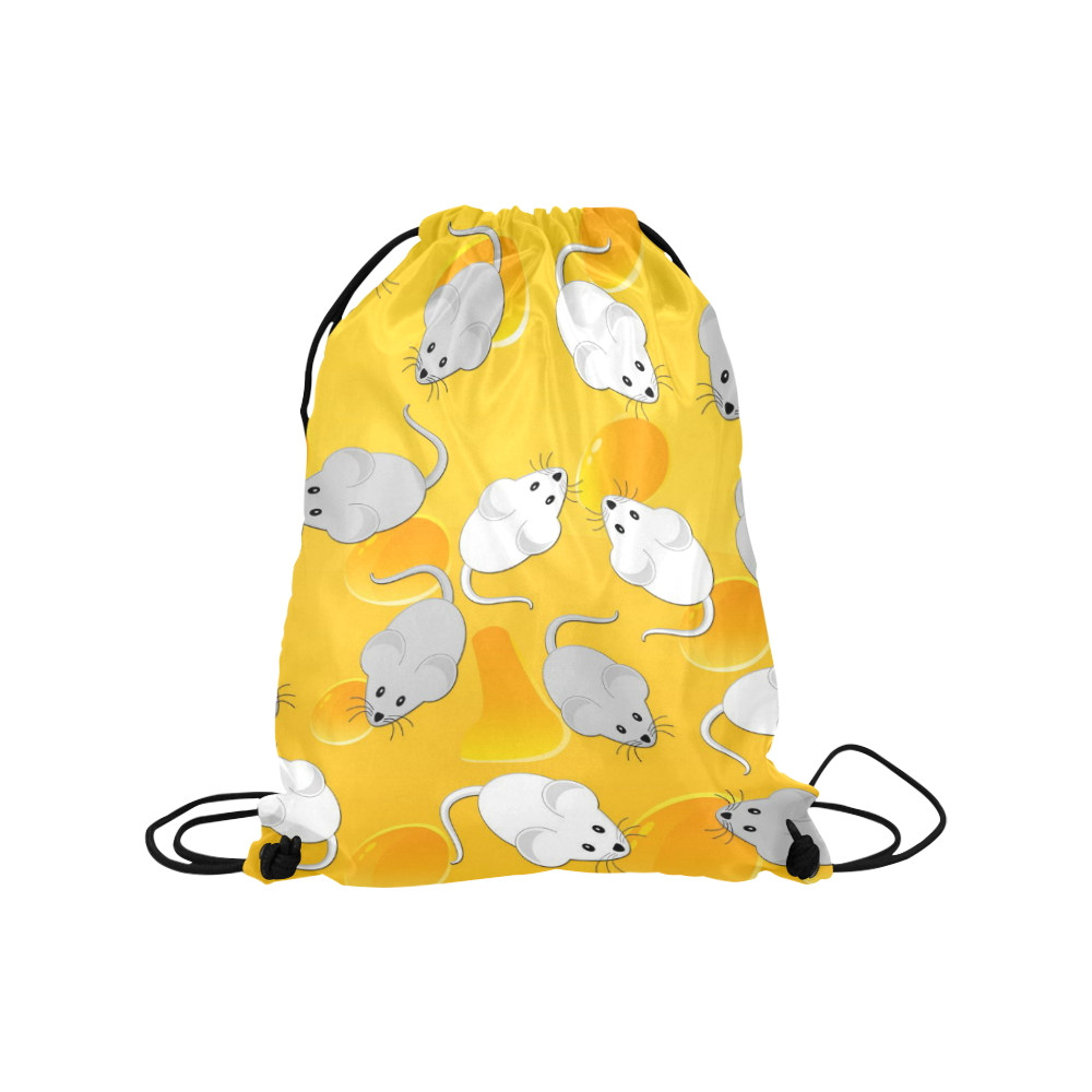 mice on cheese Medium Drawstring Bag Model 1604 (Twin Sides) 13.8"(W) * 18.1"(H)