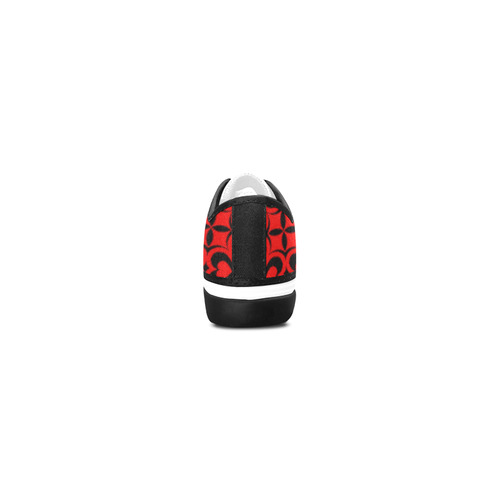 Red Black Heart Lattice Women's Canvas Zipper Shoes/Large Size (Model 001)
