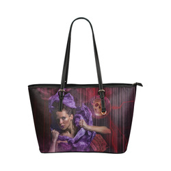 The Ritual of a Witch called a Ghost Leather Tote Bag/Small (Model 1651)