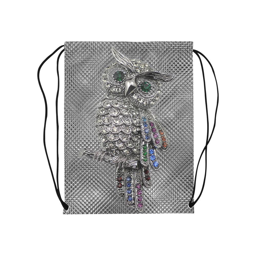 diamond owl Medium Drawstring Bag Model 1604 (Twin Sides) 13.8"(W) * 18.1"(H)