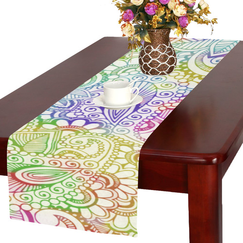India Paisley Pattern - light watercolor grunge Table Runner 16x72 inch
