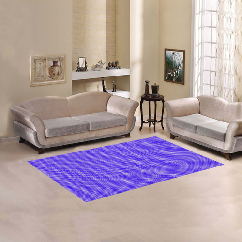 abstract moire blue Area Rug 5'x3'3''
