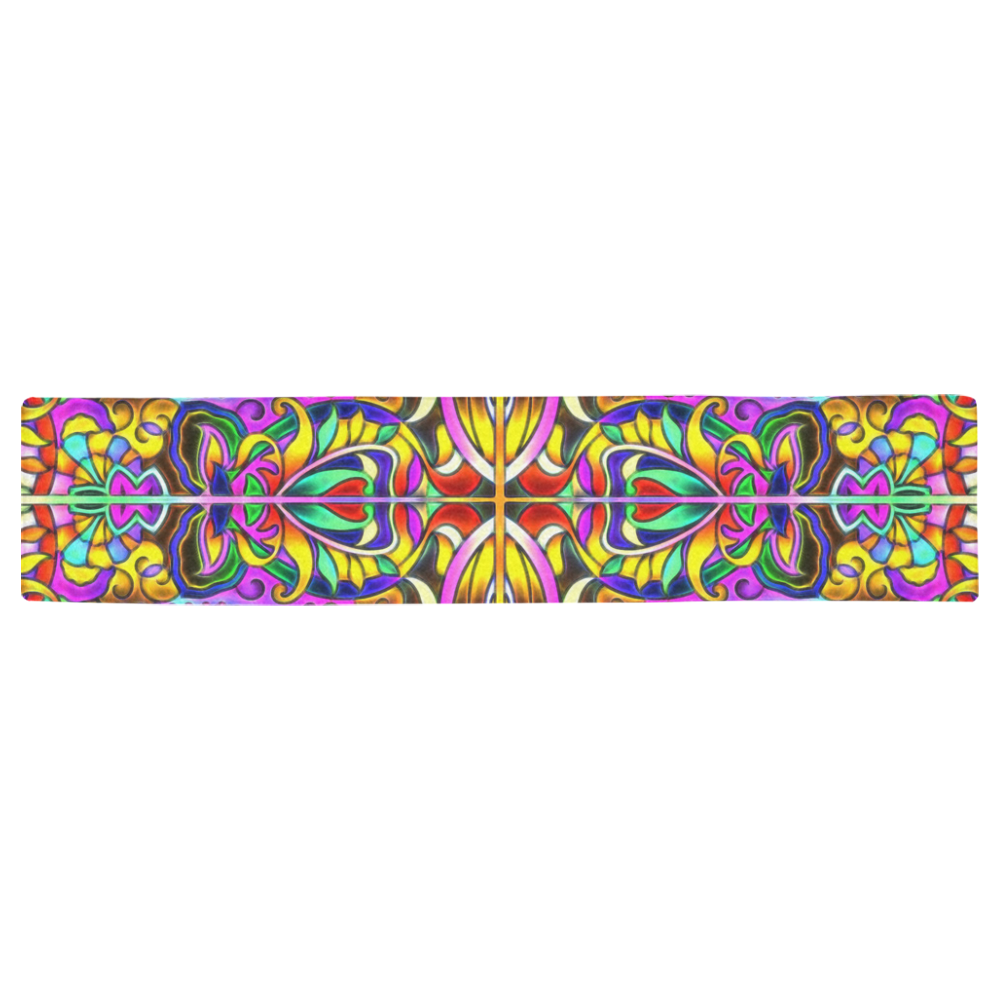 Oriental Ornaments Mosaic multicolored Table Runner 16x72 inch
