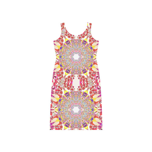 Coral xmas design SARAH NZ Phaedra Sleeveless Open Fork Long Dress (Model D08)