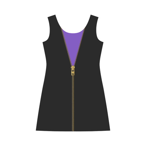 ZIPPER metal gold Black Background Bateau A-Line Skirt (D21)