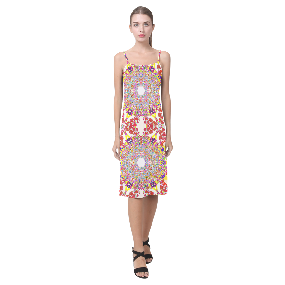 Coral xmas design Alcestis Slip Dress (Model D05)