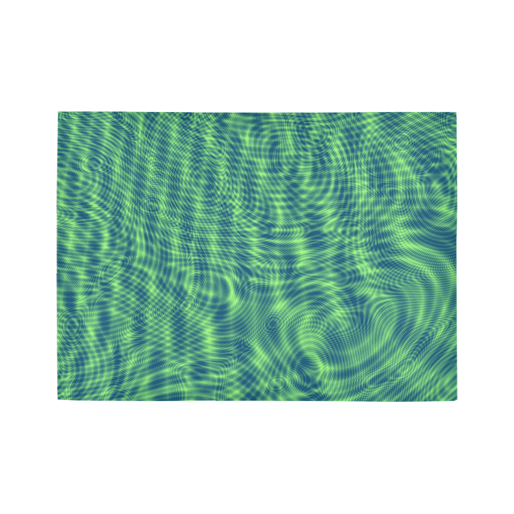 abstract moire green Area Rug7'x5'