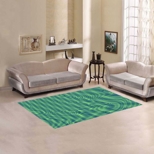 abstract moire green Area Rug 5'x3'3''