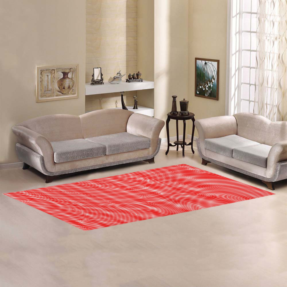 abstract moire red Area Rug 9'6''x3'3''