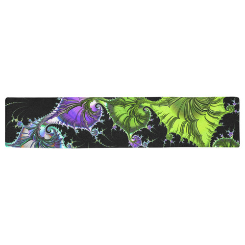 SPIRAL Filigree FRACTAL black green violet Table Runner 16x72 inch