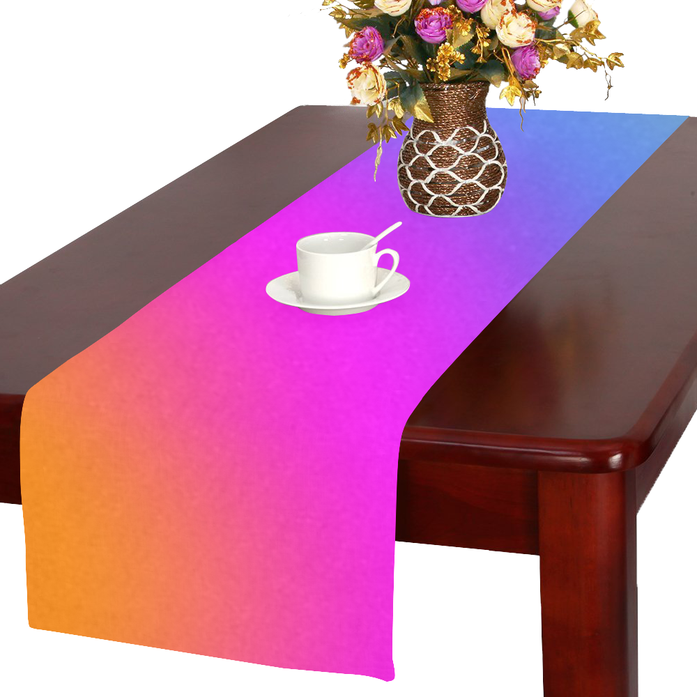 Radial Gradients Red Orange Pink Blue Green Table Runner 16x72 inch