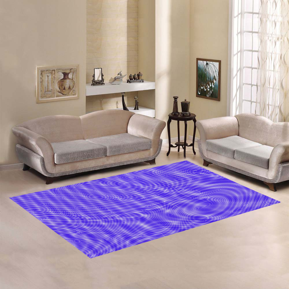 abstract moire blue Area Rug7'x5'