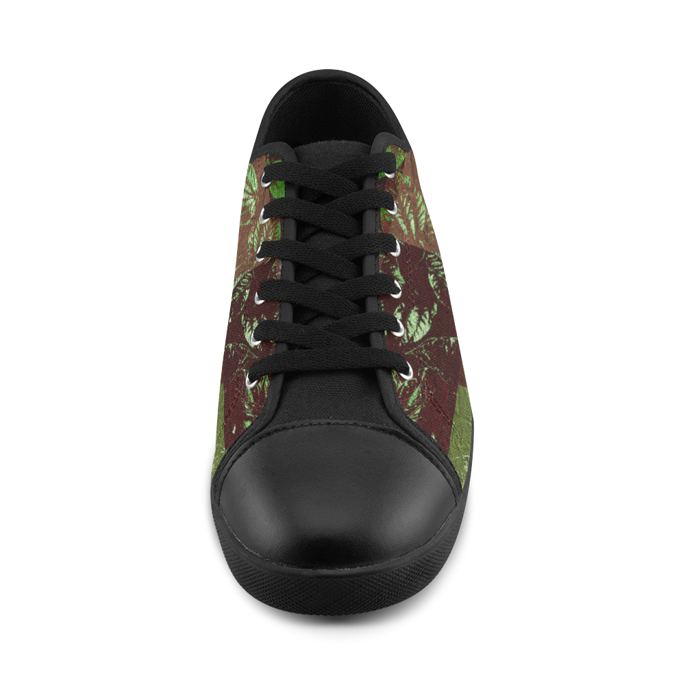 Foliage Patchwork #4 - Jera Nour Canvas Shoes for Women/Large Size (Model 016)