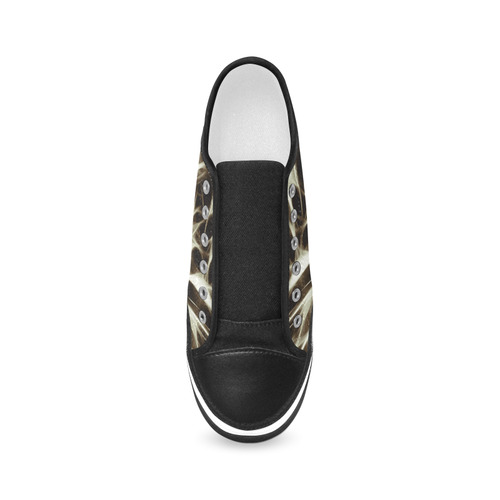 Misty Moods Black & White - Jera Nour Women's Canvas Zipper Shoes/Large Size (Model 001)