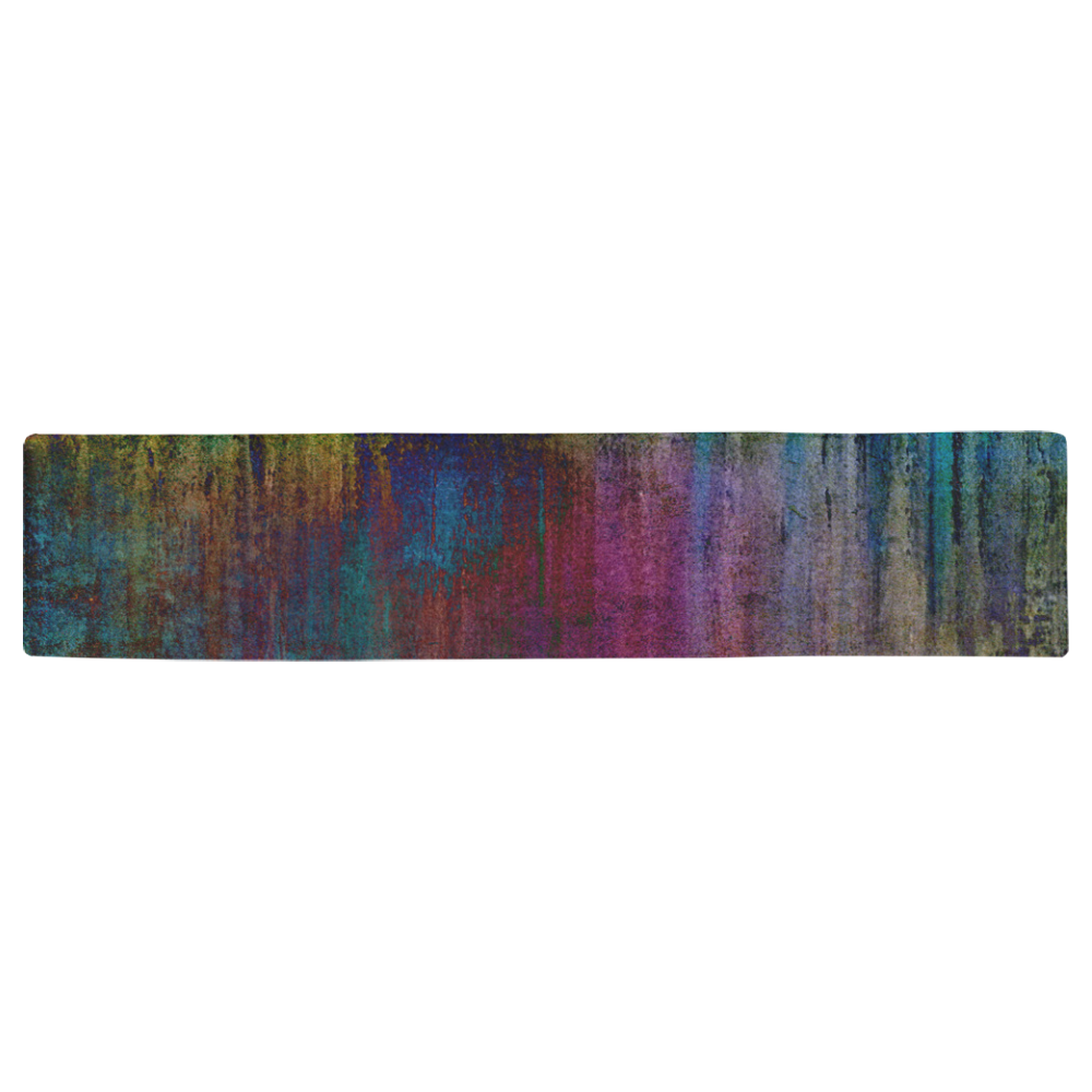 Dark Grunge Watercolor Brush Strokes Painting Table Runner 16x72 inch