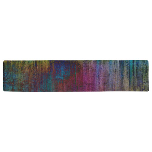 Dark Grunge Watercolor Brush Strokes Painting Table Runner 16x72 inch