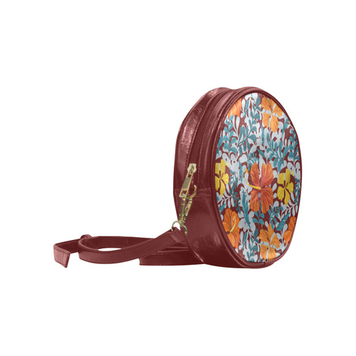 Decorative Floral Background Round Sling Bag (Model 1647)