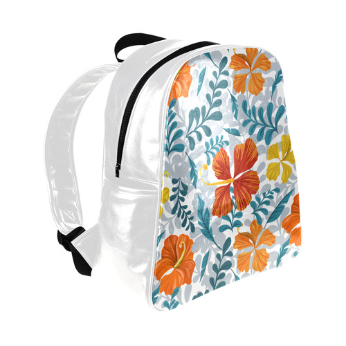 Decorative Floral Background Multi-Pockets Backpack (Model 1636)