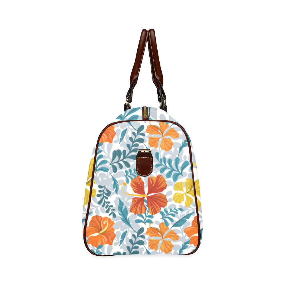 Decorative Floral Background Waterproof Travel Bag/Large (Model 1639)