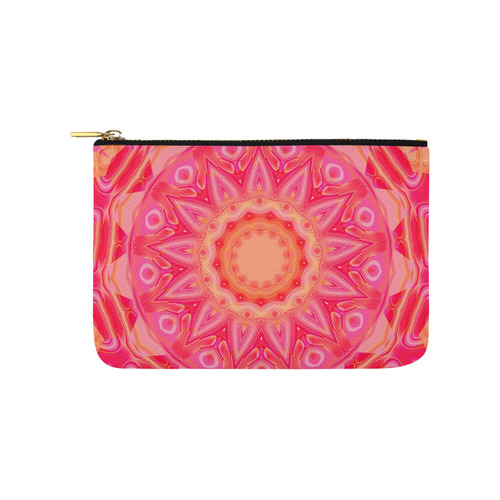 Abstract Flower Pink Orange and Rose Floral Carry-All Pouch 9.5''x6''