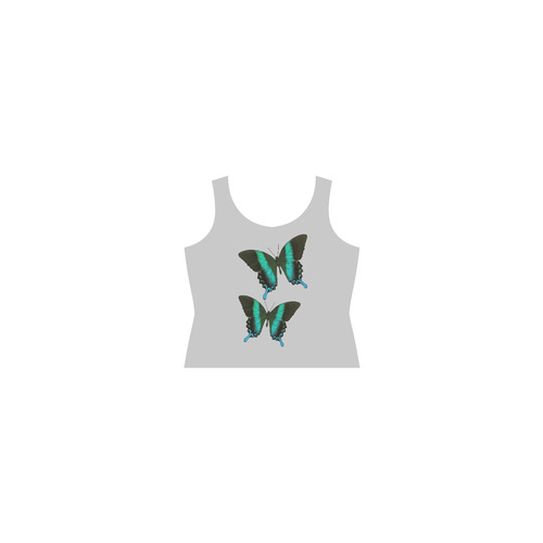 Papilio blumei butterfly painting Sleeveless Splicing Shift Dress(Model D17)