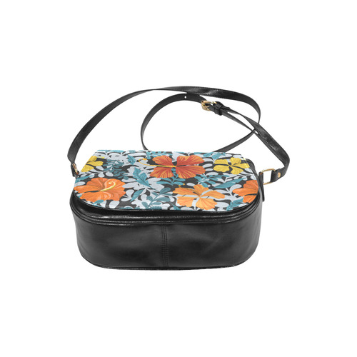 Decorative Floral Background Classic Saddle Bag/Small (Model 1648)