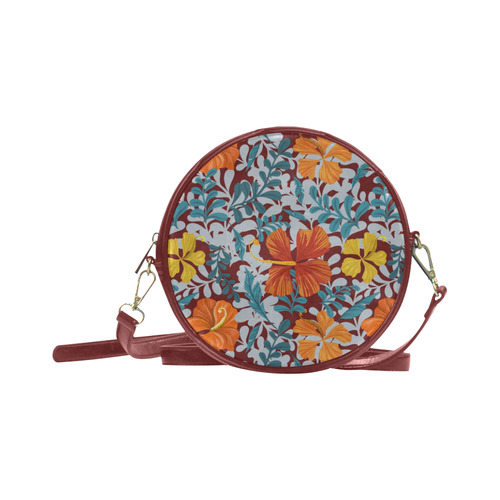 Decorative Floral Background Round Sling Bag (Model 1647)
