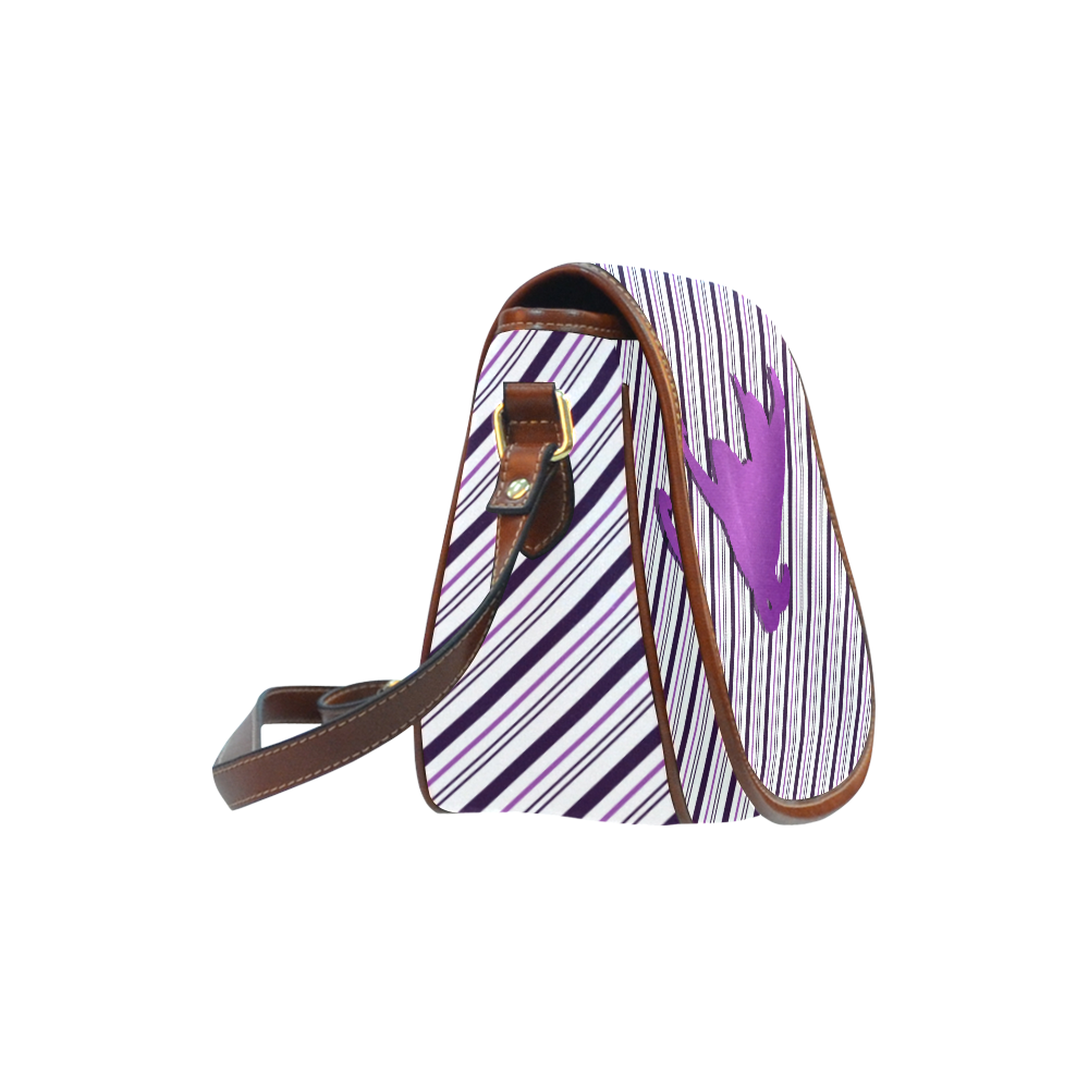 Cat stretch out on Stripes Saddle Bag/Small (Model 1649) Full Customization