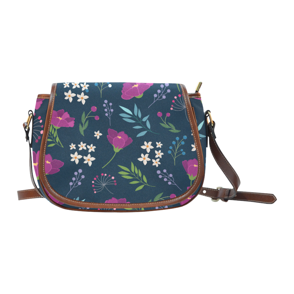 Preppy Pastel Floral Girly Pattern Saddle Bag/Large (Model 1649)