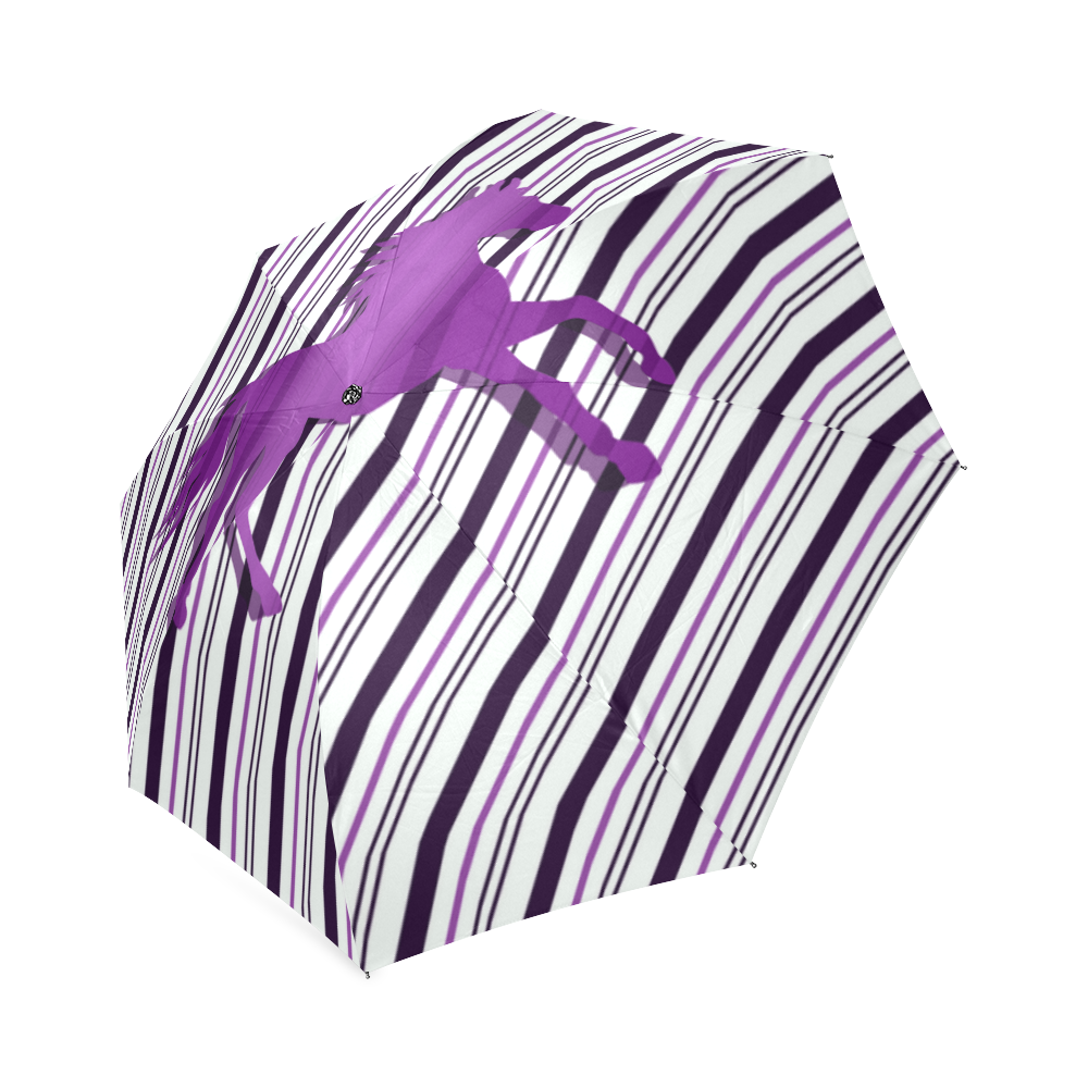 Running Horse on Stripes Foldable Umbrella (Model U01)