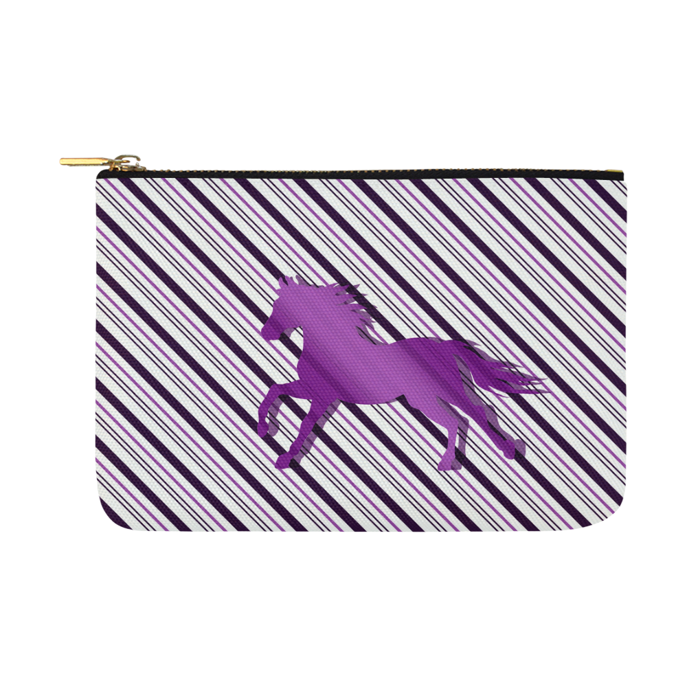 Running Horse on Stripes Carry-All Pouch 12.5''x8.5''