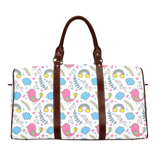 Cute Spring Birds Pattern Waterproof Travel Bag/Large (Model 1639)