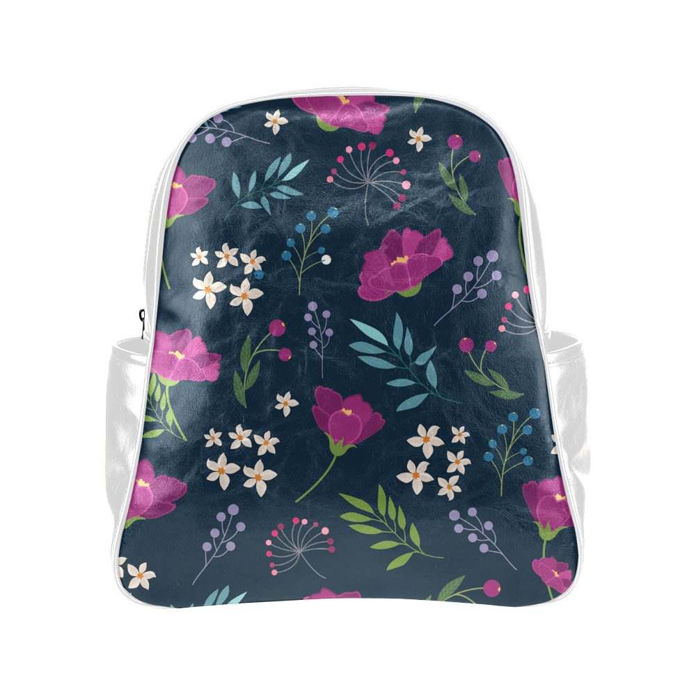 Preppy Pastel Floral Girly Pattern Multi-Pockets Backpack (Model 1636)
