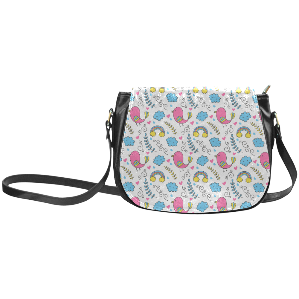 Cute Spring Birds Pattern Classic Saddle Bag/Small (Model 1648)