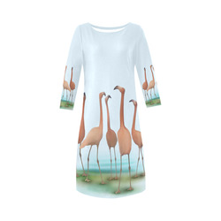 Flamingo Mingle, watercolor, birds Round Collar Dress (D22)