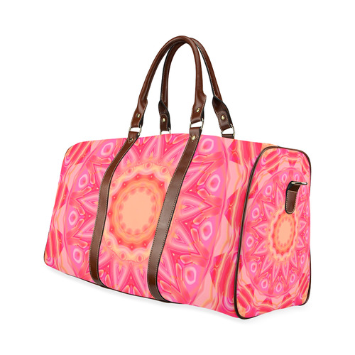 Pink Orange and Rose Abstract Flower Waterproof Travel Bag/Large (Model 1639)