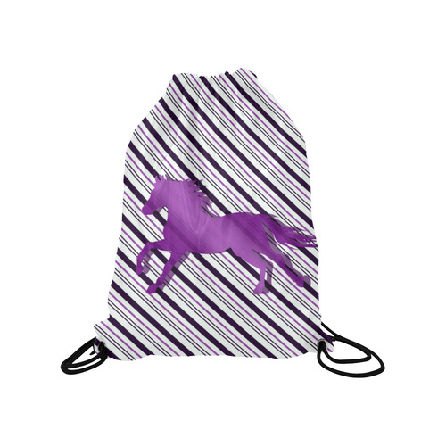 Running Horse on Stripes Medium Drawstring Bag Model 1604 (Twin Sides) 13.8"(W) * 18.1"(H)