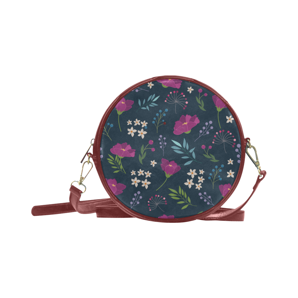 Preppy Pastel Floral Girly Pattern Round Sling Bag (Model 1647)